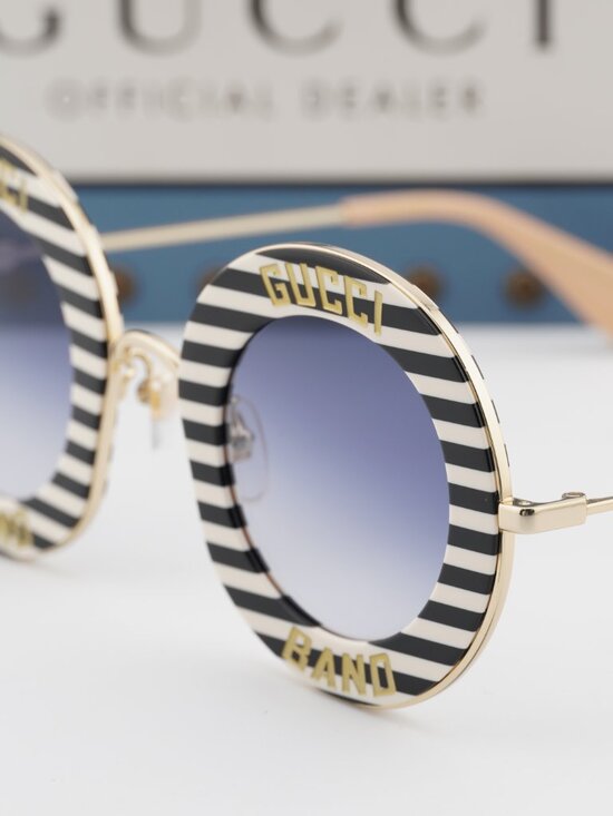 Gucci GG0113S 008 Round Sunglasses - Black\\Blue Gradient main image 2